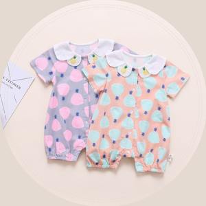 Ropa para Bebés Recién Nacidos al por Mayor, Mono para Niña con Botones en la Solapa y Tela Bordada con Piñas - Product Image 1