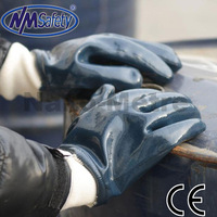 NMsafety-guantes de nitrilo para hombre, de trabajo, resistentes al agua, azules