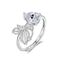 Cincin Batu Kelahiran Zirkon Perak 925 Grosir Gaya Aquamarine Perhiasan Fashion - Cincin CZ dengan Ukuran yang Dapat Disesuaikan untuk Hadiah
