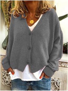 Cárdigans casuales de <span class=keywords><strong>mujer</strong></span> <span class=keywords><strong>al</strong></span> <span class=keywords><strong>por</strong></span> <span class=keywords><strong>mayor</strong></span> a precio bajo, cárdigan corto de moda otoñ<span class=keywords><strong>al</strong></span> con botón - Product Image 2