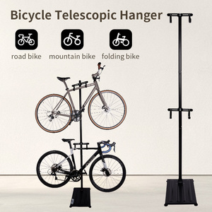 Support de rangement <span class=keywords><strong>suspendu</strong></span> pour vélos d'intérieur, double tête de suspension réglable, support de stationnement <span class=keywords><strong>suspendu</strong></span> pour deux vélos, argent - Product Image 5