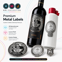 Étiquettes de bouteilles en feuille d'or de luxe, autocollants métalliques électroformés 3D en relief pour emballages de vins et spiritueux haut de gamme, logo OEM ODM