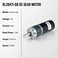 Moteur à engrenages CC BL2847I-GB 5W-25W pour personnalisation OEM ODM