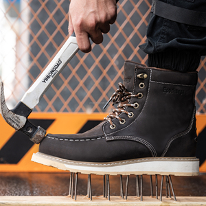 Stivali di Sicurezza in Pelle EN ISO 20345 con Punta in Acciaio Antiscivolo <span class=keywords><strong>per</strong></span> Uomo, <span class=keywords><strong>Scarpe</strong></span> da Lavoro Industriali e da Costruzione - Product Image 5