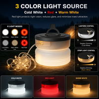 Lampu Kemah LED 2 in 1 Lentera Kemah Isi Ulang Lampu Strip 10M Dapat Diredupkan IP54 Tahan Air USB Lampu Tenda Luar Ruangan