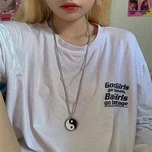 Colliers en émail Tai Chi de haute qualité, idées de cadeaux <span class=keywords><strong>pour</strong></span> couples, bijoux en émail, pendentif rond en forme de pièce de monnaie, bien poli, Yin et Yang - Product Image 5