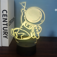 Lampe de nuit artistique 3D lumineuse et colorée Veilleuse à LED Décoration intérieure de bureau Tables d'astronautes télécommandées Lampe acrylique pour chambre à coucher