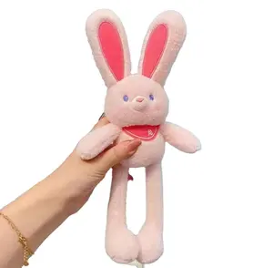 Internet Celebridade Tiktok Puxar Orelha Coelho Plush Toy Pingente Puxar Pull Rabbit Doll Bag Decoração Long Eared Rabbit atacado