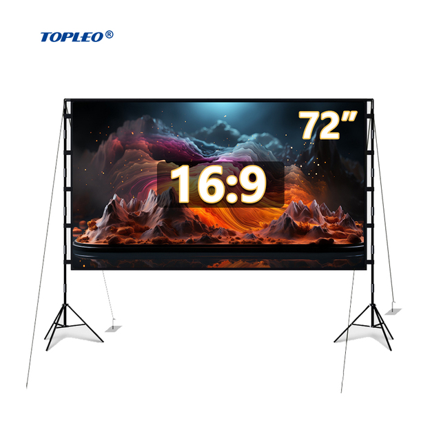 Topleo Fast Fold 100 Inch Tripod Projector Screen Indoor Outdoor Portable Floor Rising Inflatable Home Theater Projector Screen