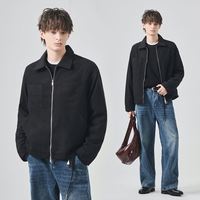 APO OEM/ODM Veste d'hiver pour homme de haute qualité, épaisse et chaude, haut de gamme, coupe ample, couleur unie, col à revers, fermeture éclair, veste décontractée