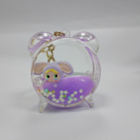 Porte-clés Acrylique Personnalisé avec Figurine Flottante Liquide Colorée, Design Horloge Réveil Mignonne et Animal de Dessin Animé, Pendentif pour Sac à Dos, Décoration d'Intérieur, Cadeau