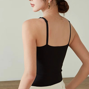 Camisola de sujetador de una pieza para niñas, chaqueta básica informal de cuatro estaciones con almohadilla en el pecho, ropa de verano sin costuras sólida de punto - Product Image 4