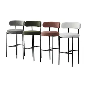 Luxury Metal Nordic Kitchen Modern Contoured Back Bar Stool Cafe High Bar Chairs For Bar Table