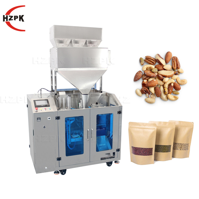 HZPK Automatic Food Tea Powder Coffee  Plastic Paper Zip Stand up Bag Pouch Filling Sealing Printing Packaging Machine
