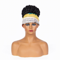 Wholesale Braided Bun Headband <strong>Wig</strong> Short Black Havana Twist <strong>Wig</strong> with Colorful Headband Synthetic for Daily Party for Black Women