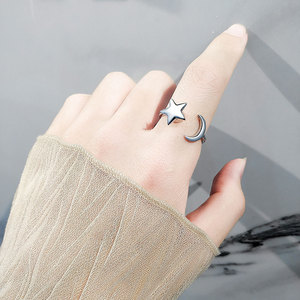 Anillos abiertos simples con forma de estrella y luna, Spinner de cobre, anillo I Love You, joyería minimalista, regalos románticos para novia - Product Image 2