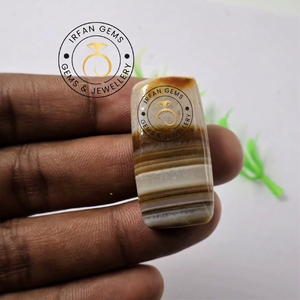 อาเกตแถบสีเหลือง 100% ธรรมชาติ คุณภาพเกรด AAA+ อาเกตแถบสีเหลืองทรงหลังเบี้ย พลอยเม็ดเดี่ยวสำหรับทำเครื่องประดับ หินอาเกต - Product Image 1