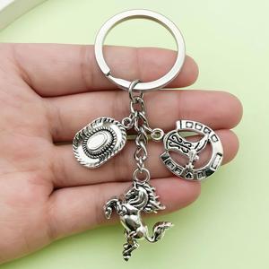 Wholesale Western Cowboy Keychain Silver Zinc Alloy Horseshoe Boots Hat Metal <b>Keyring</b> for Promotional Gift - Product Image 5