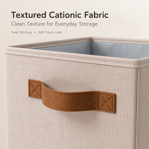 <span class=keywords><strong>Caja</strong></span> de Almacenamiento Plegable de <span class=keywords><strong>Tela</strong></span>, Organizador de Armario de <span class=keywords><strong>Tela</strong></span> Catiónica con Asa de PU para Estantes y Armarios, Logotipo Personalizado OEM al por Mayor - Product Image 5