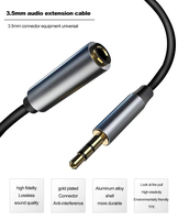 Cable de Extensión de Audio de 3.5mm Macho a Hembra, Cable Auxiliar Jack de 3.5mm para Auriculares, Altavoces, iPhone, Xiaomi, PC