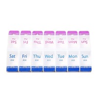 Nouvelle boîte à pilules rectangulaire en plastique à ressort, individuelle, 14 compartiments, portable, vente en gros, double rangée, 14 jours, hebdomadaire