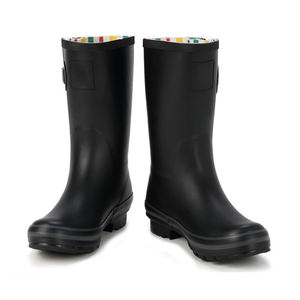 Bottes d'eau noires antidérapantes pour femmes, chaussures à mi-tube en caoutchouc naturel, <span class=keywords><strong>de</strong></span> <span class=keywords><strong>pluie</strong></span>, pour adultes, à la mode - Product Image 2