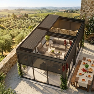 Pérgola Solar de Aluminio con Techo de Láminas, Impermeable para Exteriores, Ecológica, Certificada, para Patio, Jardín, Gazebo, Toldo, Marca <span class=keywords><strong>Sweethome</strong></span>, 6m - Product Image 1