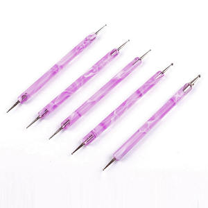 5Pcs Purple Blue Steel Dotting Pen Set Acrylic Handle Rhinestone Picker Nail Art Decoration Tools - Product Image 2