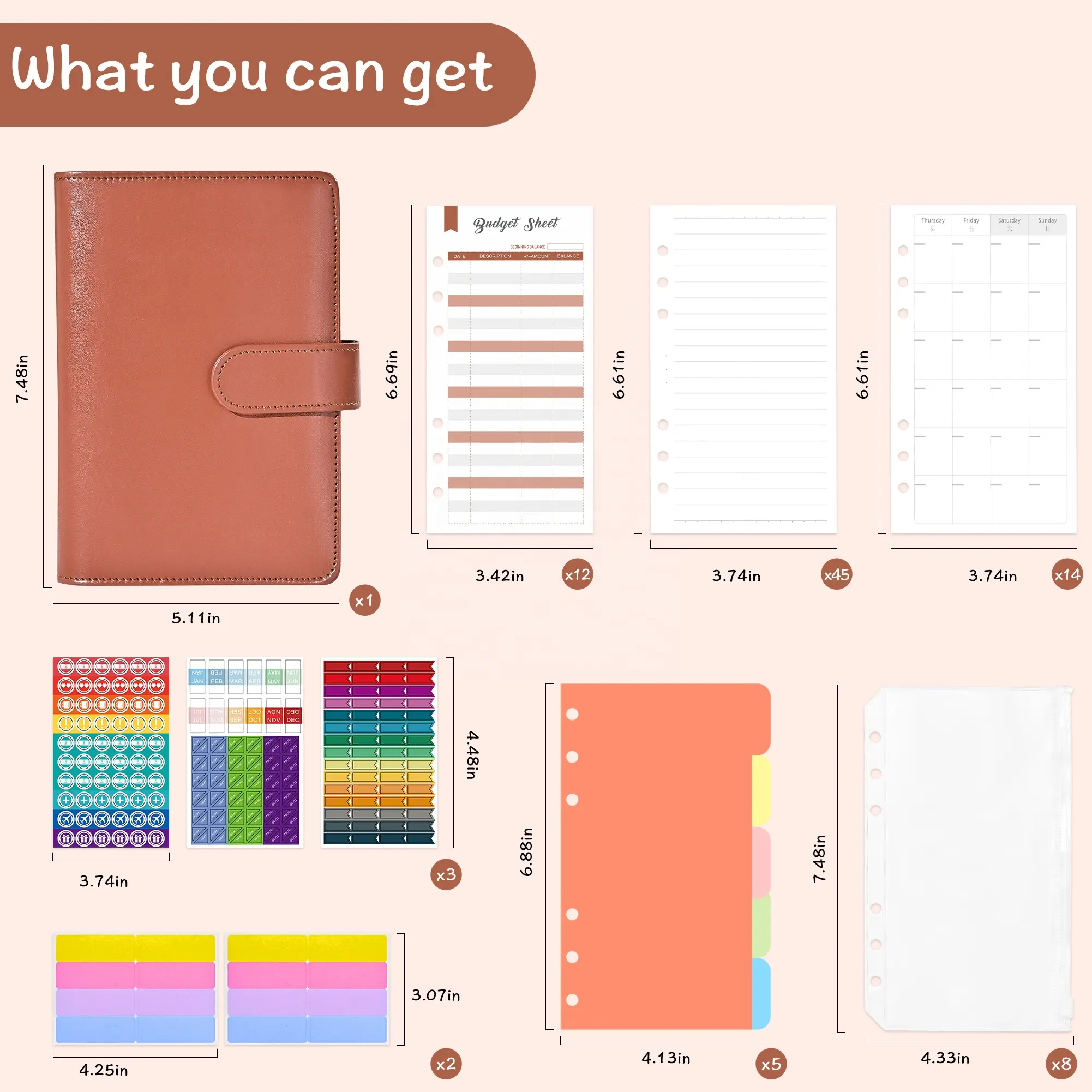 Elegante y fácil de manejar, cuaderno de hojas sueltas de alta calidad, libro de presupuesto de color macaron de cuero PU