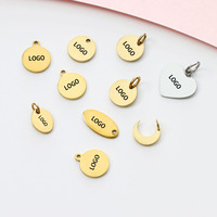Breloques personnalisées en acier inoxydable avec logo de marque gravé, en forme de cœur ou de cercle, pour la fabrication de bijoux et les cadeaux