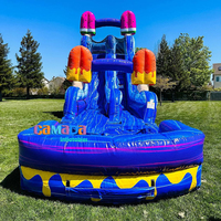 Châteaux gonflables commerciaux avec toboggan aquatique et piscine pour parcs d'attractions et fêtes
