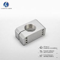 CNC Machined Stainless Steel/Aluminum Split Clamping Block Drilling Threaded Bore Slit Rod Locking Mount 6 Hole Bolted Clamp OEM