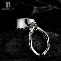 ICEBELA Vente en gros de bagues ouvertes empilables en argent sterling 925 plaqué métal lourd avec finition brillante pour femme