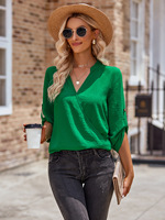 Productos de Moda 2024, Ropa de Mujer, Blusa Informal con Cuello en V y Manga Larga, Blusas de Moda para Mujer