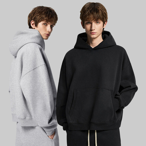 <span class=keywords><strong>Felpa</strong></span> con <span class=keywords><strong>Cappuccio</strong></span> Boxy Cropped da Uomo 360GSM, Foderata in Pile, Oversize con Spalle Cadenti, Tasca a Canguro, Stile Streetwear Americano - Product Image 2