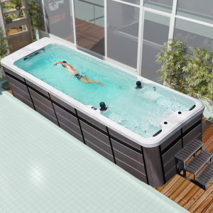 Bain à remous rectangulaire moderne <span class=keywords><strong>Bestway</strong></span> Modula préfabriqué hors sol en acrylique avec système de contrôle Balboa et 90 jets pour les familles et les villas - Product Image 1