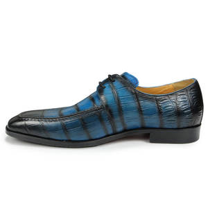 Nouvelle mode chaussures de bureau en cuir pour hommes Logo personnalisé imprimé <span class=keywords><strong>Derby</strong></span> Oxfords <span class=keywords><strong>bleu</strong></span> noir à lacets bureau usage quotidien en cuir véritable - Product Image 3