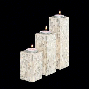Porte-bougie moderne en MOP incrusté, qualité supérieure, fait main, décoration élégante pour la maison par Tradebyd - Product Image 1