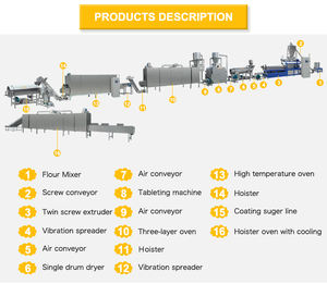 300kg Kelloggs Breakfat Extrudeuse de céréales Snack Ligne de production complète de flocons de maïs pour la fabrication à haut volume - Product Image 3
