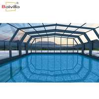 Serre télescopique en verre pour l'hiver, véranda en aluminium rétractable électriquement, pour hôtel, jardin, respectueuse de l'environnement, garantie 5 ans