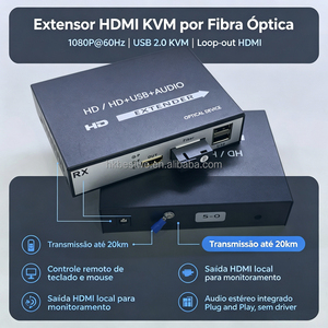ตัวขยายสัญญาณ HDMI KVM แบบไฟเบอร์ 20 กม. 1080P@60Hz พร้อมพอร์ต Loop-out HDMI และ USB2.0 สำหรับคีย์บอร์ดและเมาส์ ใช้ไฟเบอร์ SC เส้นเดียว สำหรับส่งและรับสัญญาณ HDMI - Product Image 3