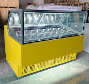 Congelador Exhibidor de Helados con Diseño OEM, Vidrio Cuadrado, Base de Acero Pintado o Mármol, Congelación Continua para Gelato - Product Image 3