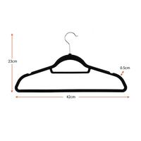 Lot de 50 cintres en velours floqué antidérapant noir de qualité supérieure pour vêtements, costumes, pantalons, cravates, manteaux