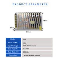Prix d'usine, driver LED AC-DC à double sortie 5V 12V, tension constante 60W, alimentation industrielle avec refroidissement par air