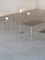 Table et chaises d'extérieur en acier inoxydable pour café, salon de thé, balcon – Ensemble table et banc