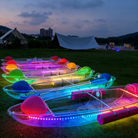 Kayak transparent en polycarbonate WOLANG |   Canoë en verre cristal avec éclairage LED coloré en option pour la vente en gros
