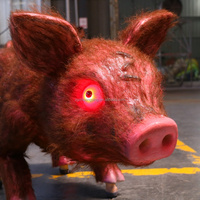 Robot Cochon Animatronique d'Halloween pour Décoration d'Événements de Parc à Thème, Grand Animal Robotique avec Yeux Lumineux et Contrôle par Application à Distance