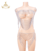 Ensemble de bikini sexy en cristal avec strass pour femmes culotte string en cristal brillant et chaîne de corps Style à coudre bijoux patchs accessoires