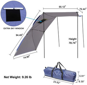 Woqi Waterproof Auto <strong>Canopy</strong> Camper Trailer Tent <strong>Roof</strong> Top for SUV Minivan Hatchback Camping Outdoor Travel 5-6 Persons - Product Image 2