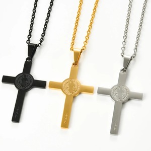 Ciondoli a croce di <span class=keywords><strong>San</strong></span> Benedetto in acciaio inossidabile per collane da donna e da uomo, ciondoli religiosi cattolici per la preghiera, amuleti, gioielli, regalo. - Product Image 1